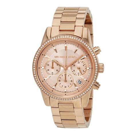 Women's Rose Gold Michael Kors Ritz Chronograph Watch 